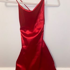 Dark red satin mini dress. Size small. From fashion nova. Great quality so cute